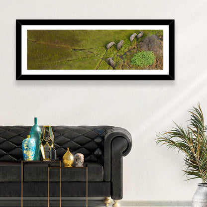 Aerial Herd of Elephants Wall Art