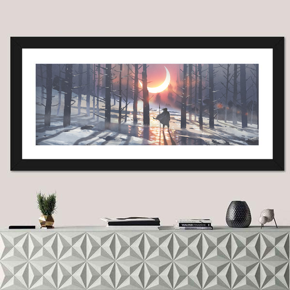 Lone Traveler in Winter Forest Wall Art