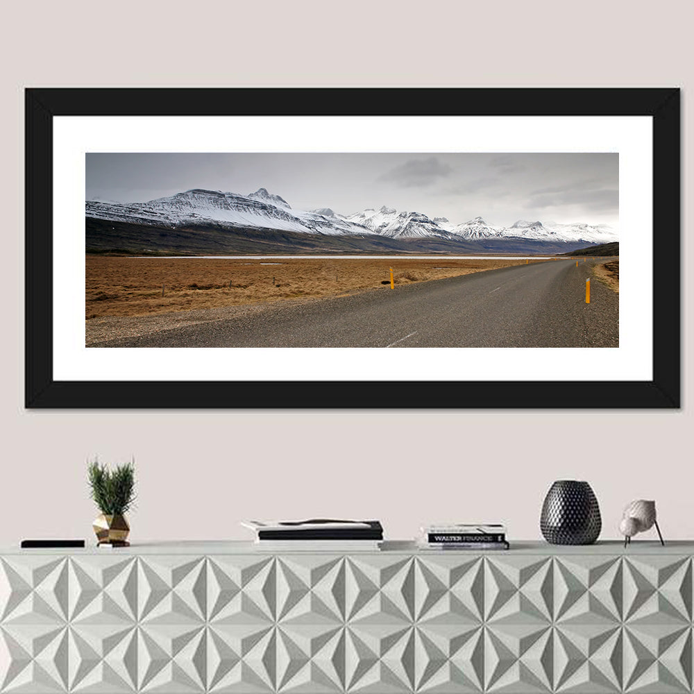 Icelandic Road to Snow-capped Mountains Wall Art