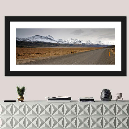 Icelandic Road to Snow-capped Mountains Wall Art