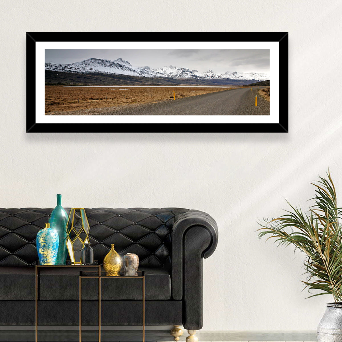 Icelandic Road to Snow-capped Mountains Wall Art