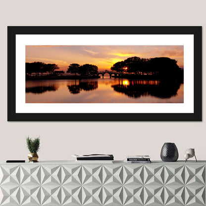 Tranquility Bridge at Sunset Wall Art