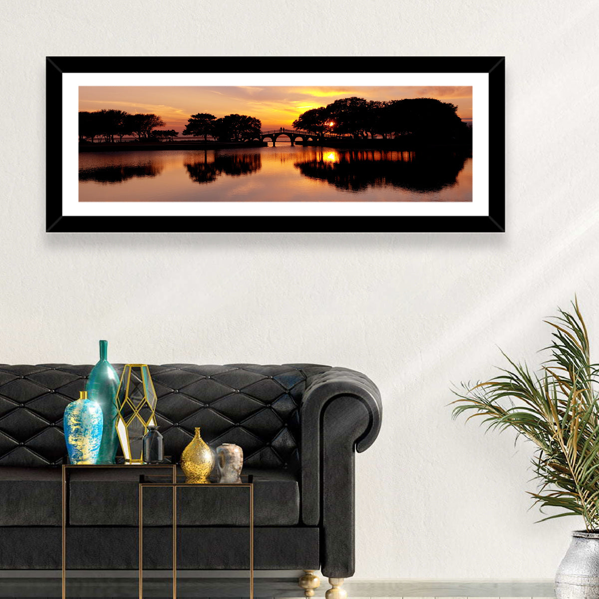 Tranquility Bridge at Sunset Wall Art