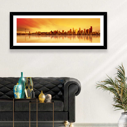 Seattle Skyline in Golden Hour Wall Art