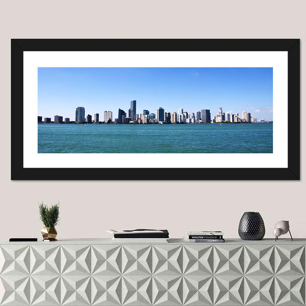 Miami Skyline Over Calm Blue Water Wall Art