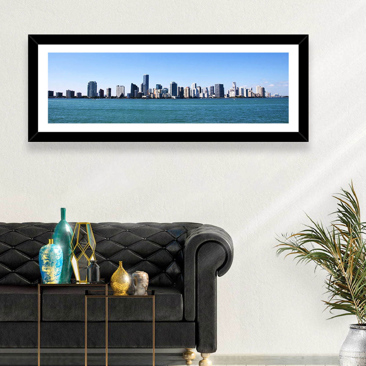Miami Skyline Over Calm Blue Water Wall Art