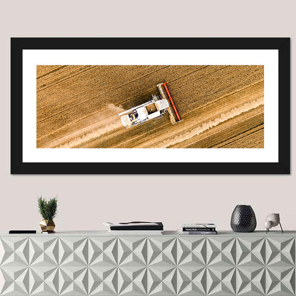 Aerial Combine Over Wheat Field Wall Art