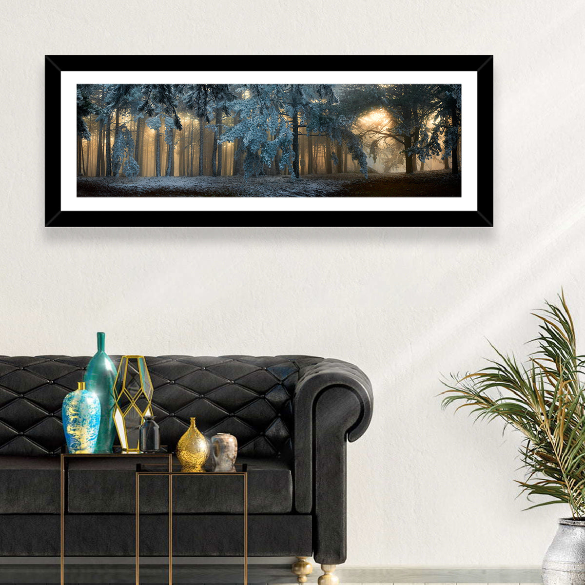 Sunlit Snow Covered Forest Wall Art