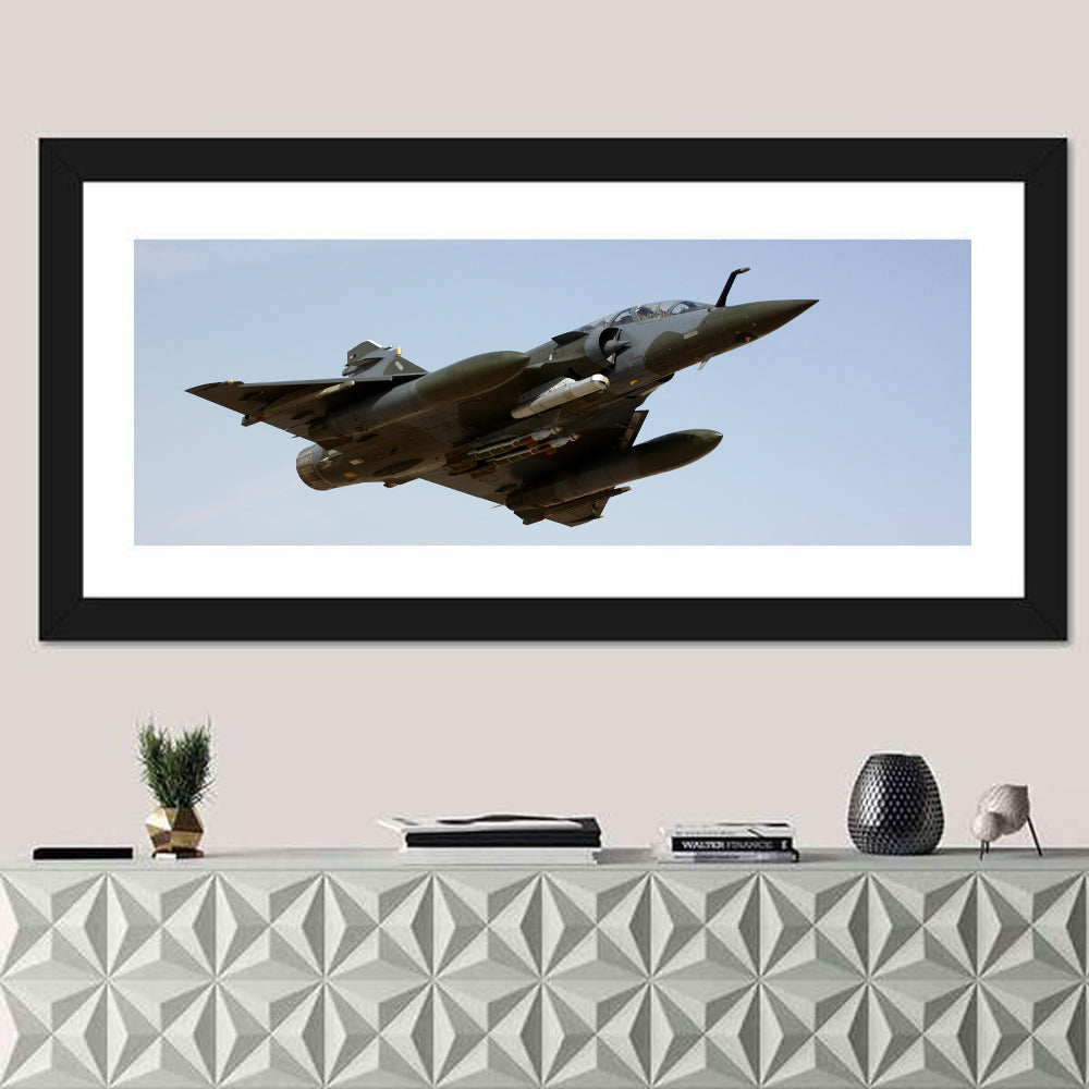 Camouflaged Fighter Jet in Flight Wall Art
