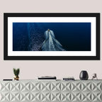 Aerial Boat Over Deep Blue Water Wall Art