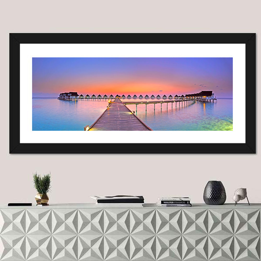 Maldives Boardwalk at Sunset Wall Art