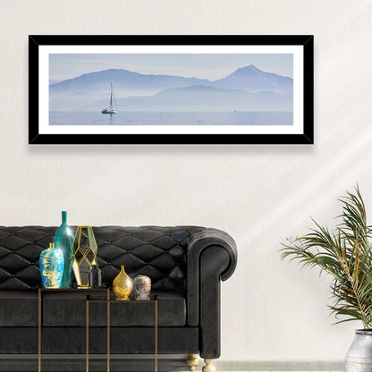 Sailboat and Misty Mountains Wall Art