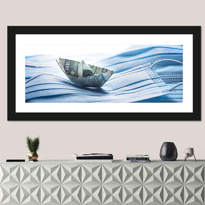 Money Ship & Surgical Masks Concept Wall Art