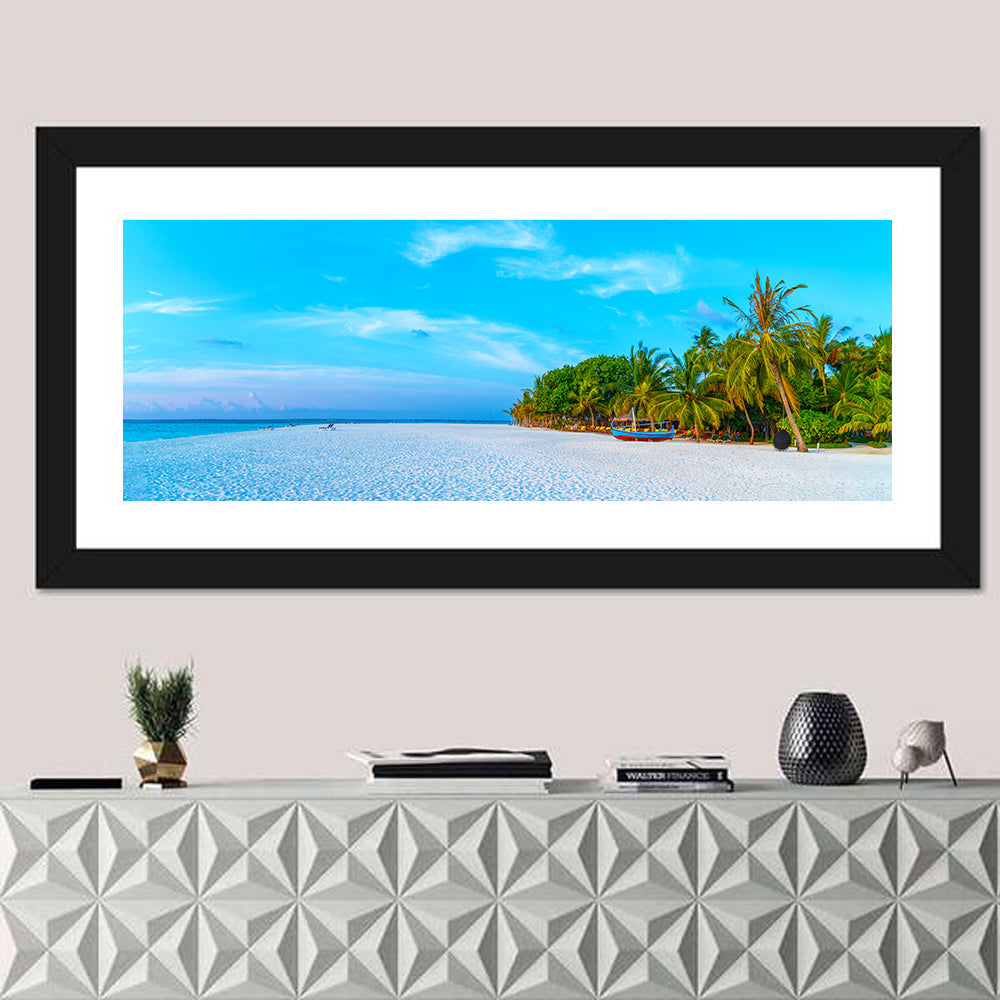 Blue Boat on Caribbean Beach Wall Art
