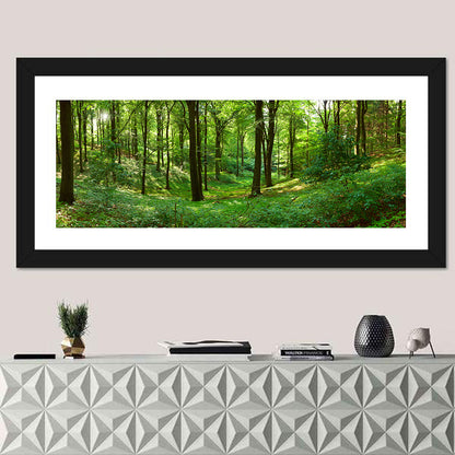 Sunlit Green Woodland Wall Art