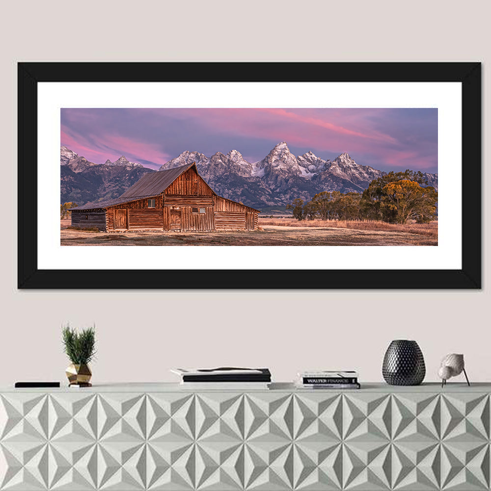 T.a. Moulton Barn at Dusk Wall Art in a room, panoramic