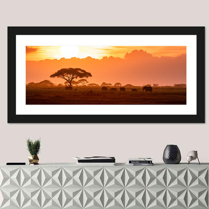 African Elephants Herd Wall Art