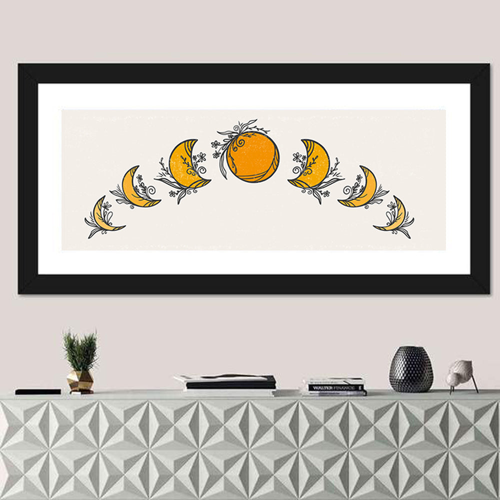 Moon Phases Floral Illustration Wall Art