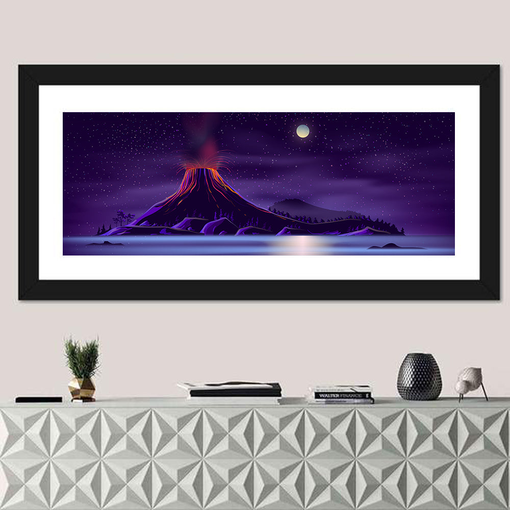Erupting Volcano Nightscape Wall Art