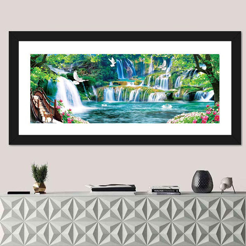 Heavenly Waterfall Scene Wall Art