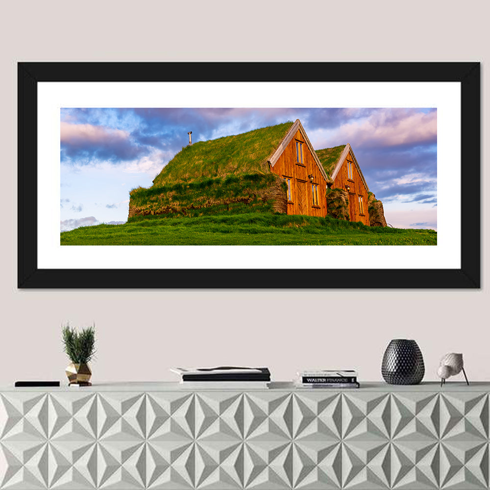 Icelandic Turf Houses at Dusk Wall Art