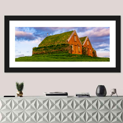 Icelandic Turf Houses at Dusk Wall Art
