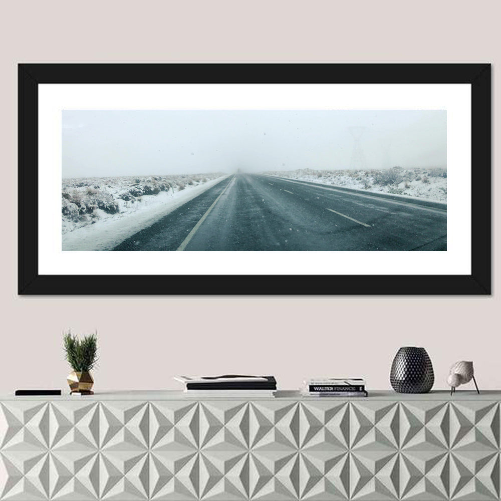 Foggy Winter Mountain Road Wall Art