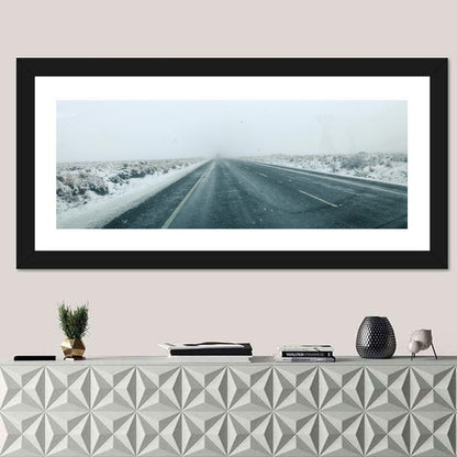 Foggy Winter Mountain Road Wall Art