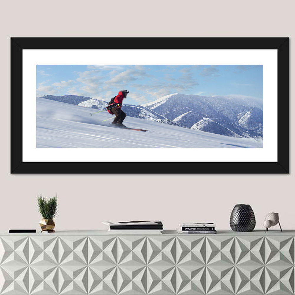 Skier on Snowy Mountain Slope Wall Art