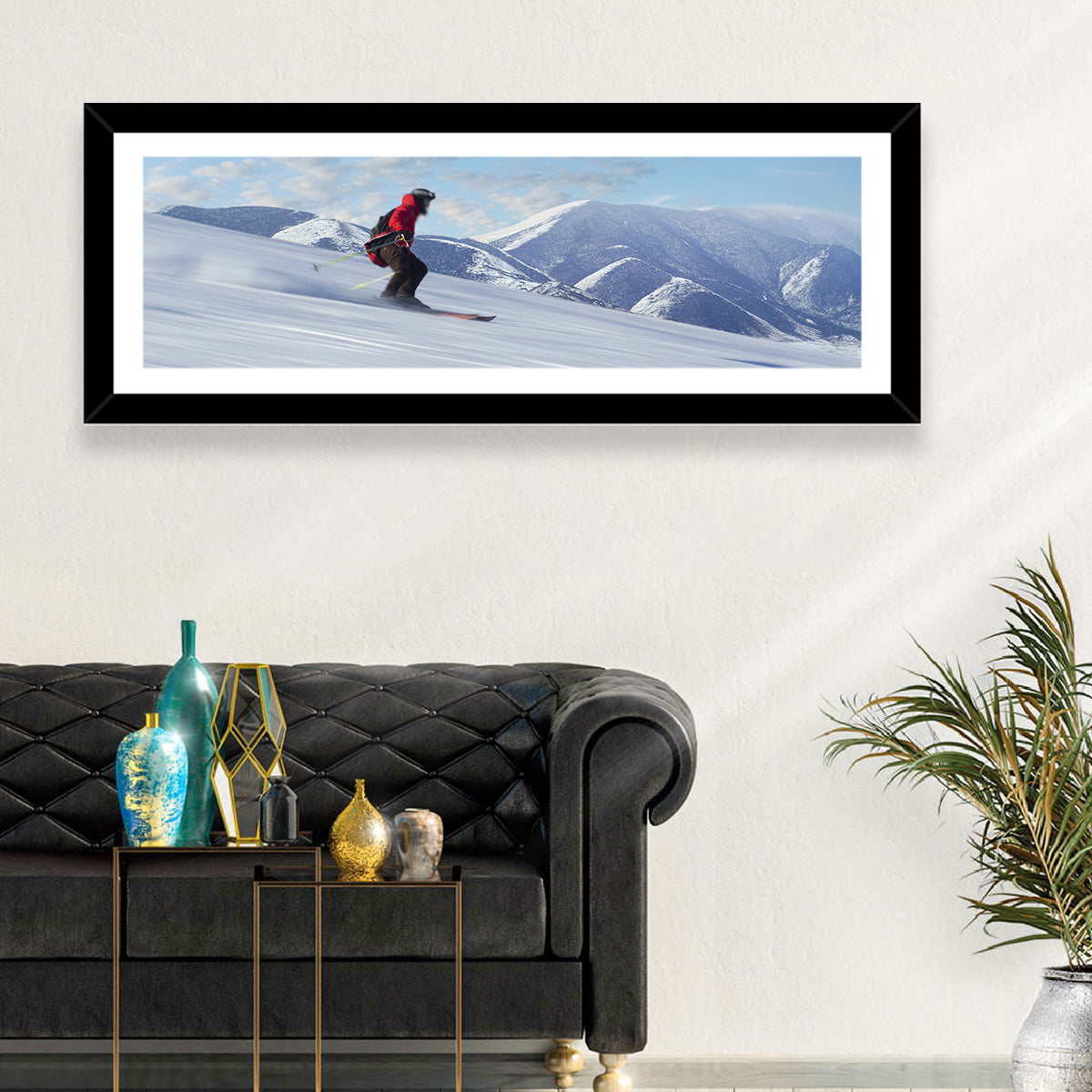 Skier on Snowy Mountain Slope Wall Art