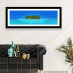 Turquoise Atoll Sandbar with Palm Trees Wall Art