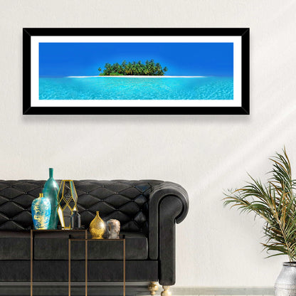 Turquoise Atoll Sandbar with Palm Trees Wall Art