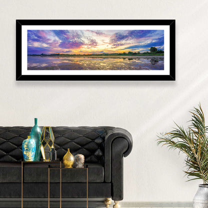 Golden Sunrise Over Lake Wall Art