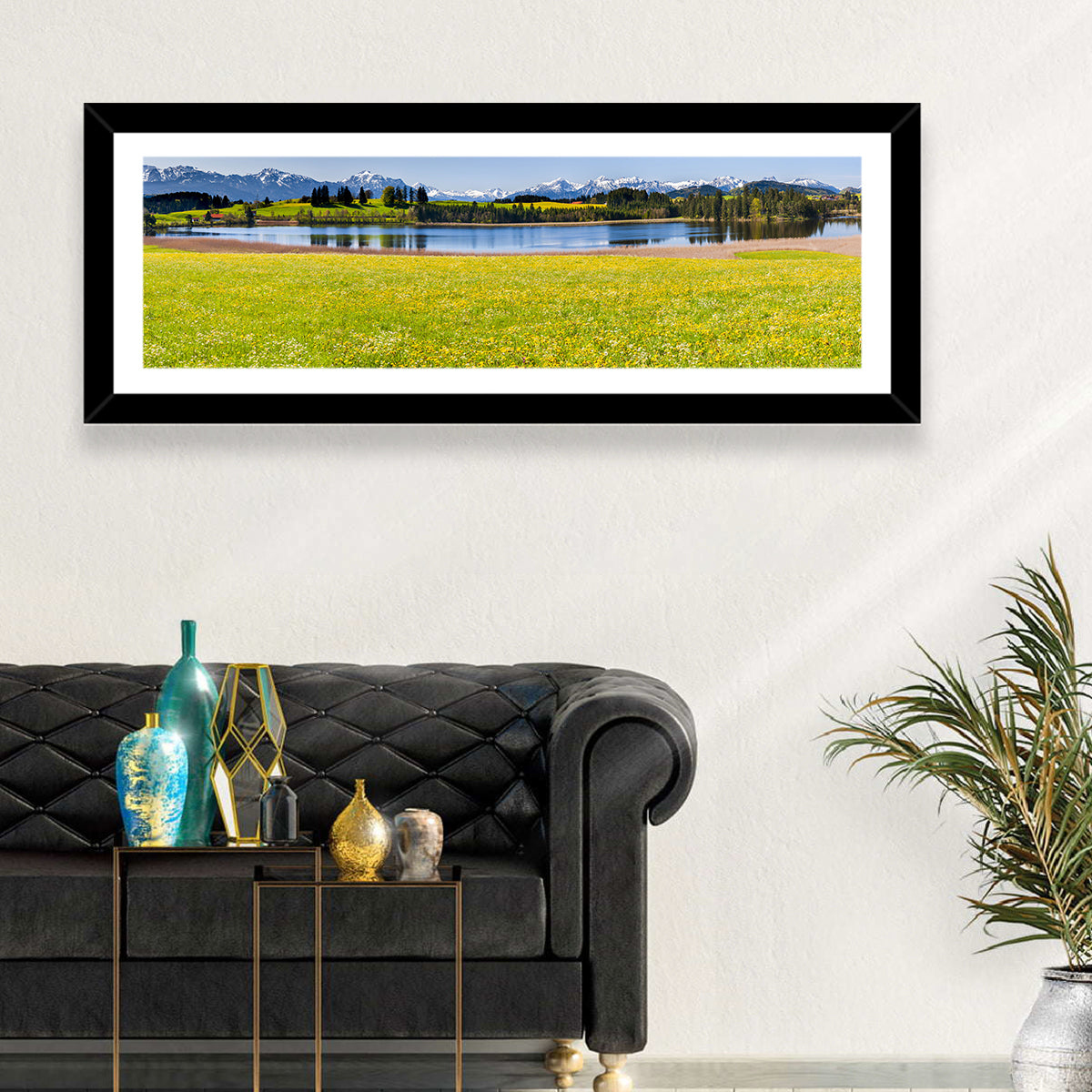 Alpine Lake Meadow with Dandelions Wall Art