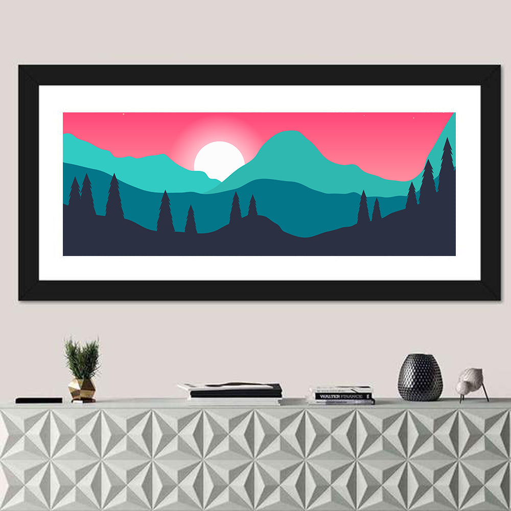 Turquoise and Pink Mountain Sunset Wall Art