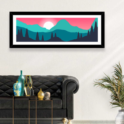 Turquoise and Pink Mountain Sunset Wall Art