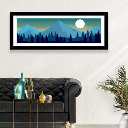 Moonlit Snowy Mountain Forest Wall Art