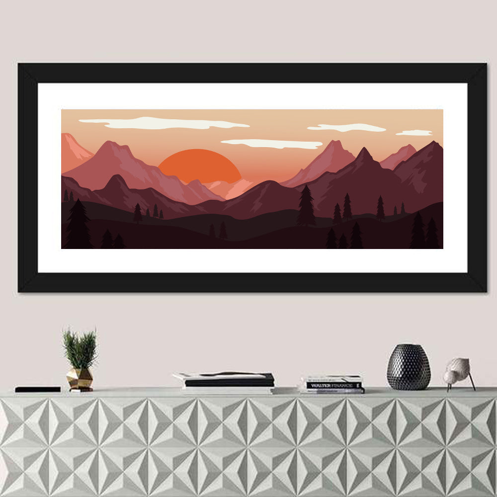 Mars Sunset Over Mountains Wall Art