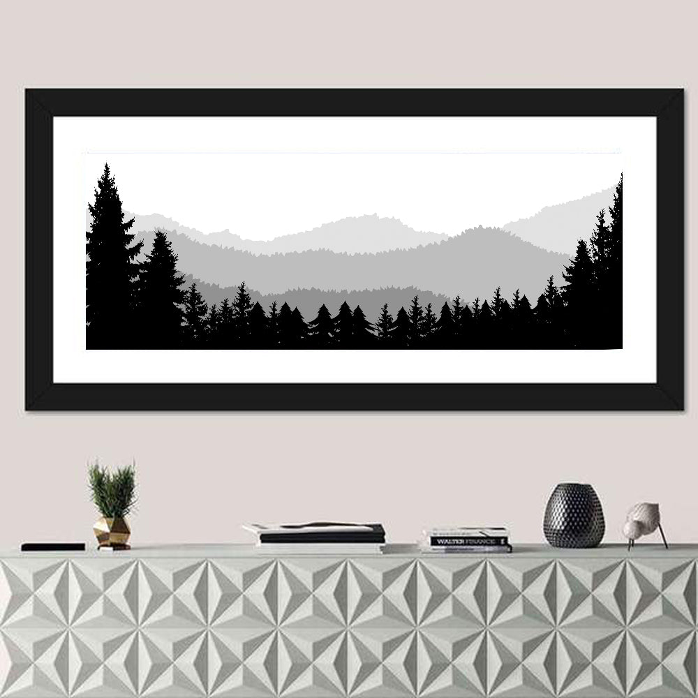 Foggy Mountain Silhouettes Wall Art