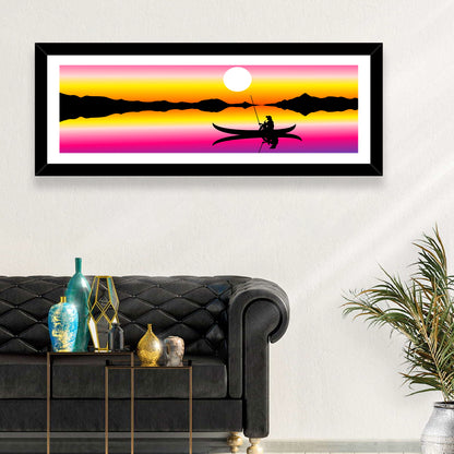 Fisherman Silhouette at Sunset Wall Art