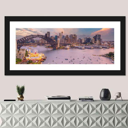 Sydney Harbour Bridge at Golden Twilight Wall Art