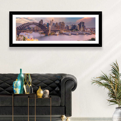 Sydney Harbour Bridge at Golden Twilight Wall Art
