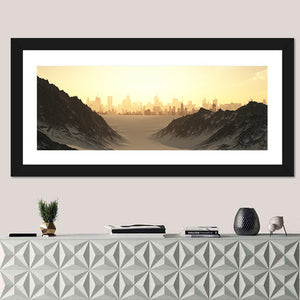 Futuristic City Sunset Wall Art