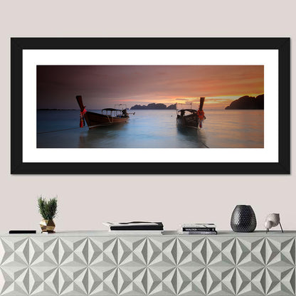 Phi Phi Longtail Boats at Golden Hour Wall Art