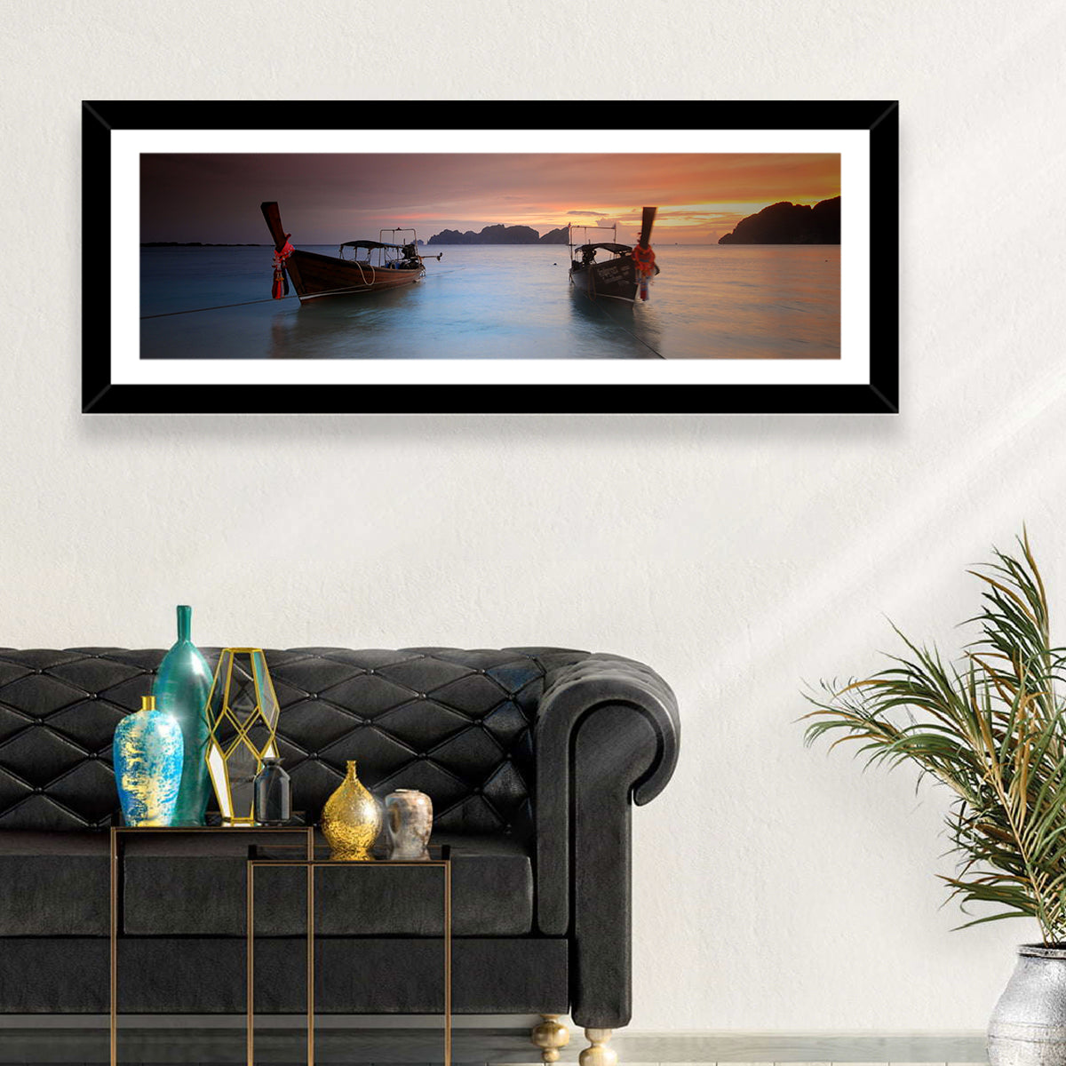 Phi Phi Longtail Boats at Golden Hour Wall Art