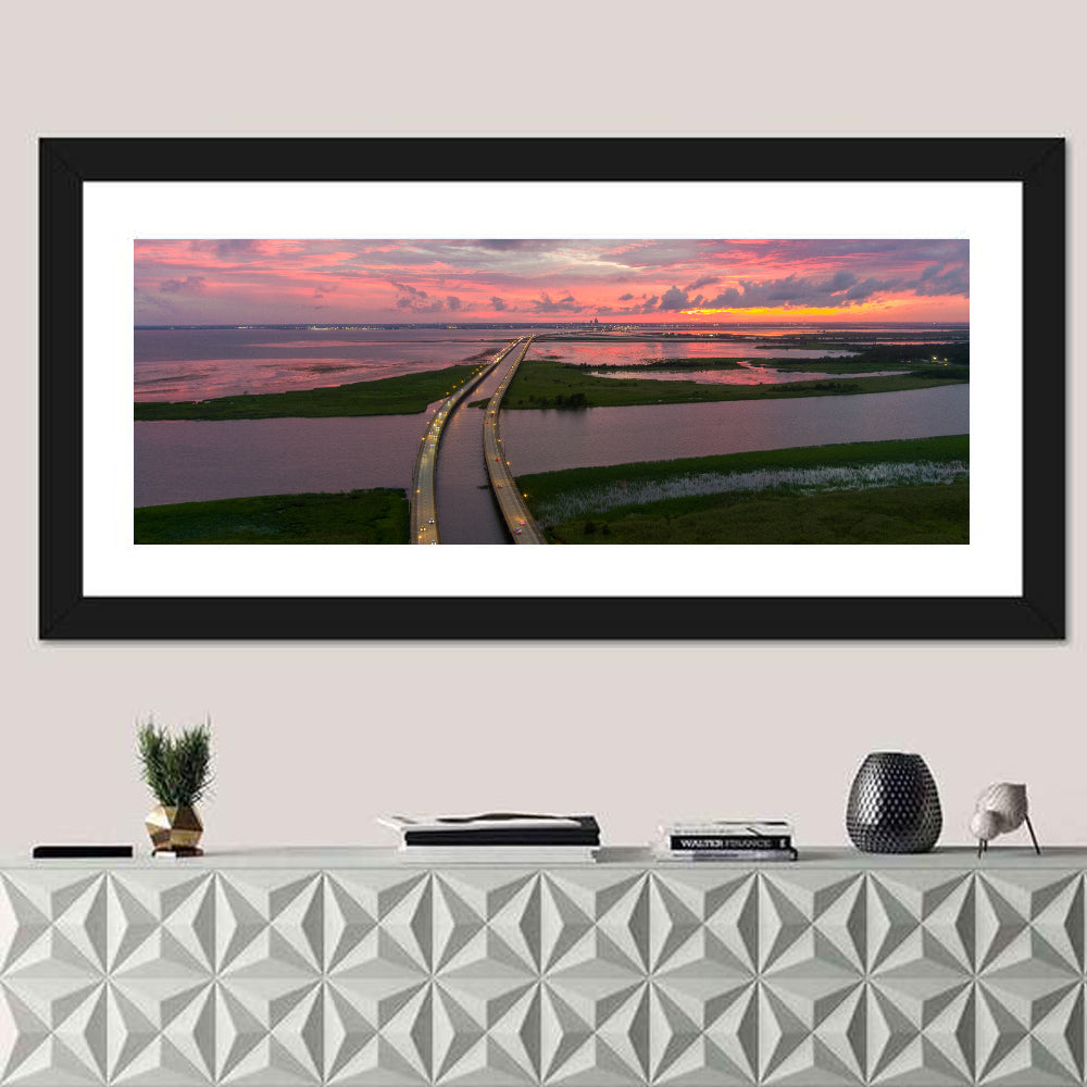 Mobile Bay Causeway at Dusk Wall Art