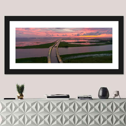Mobile Bay Causeway at Dusk Wall Art