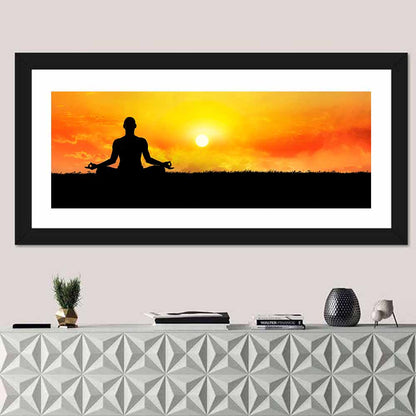 Sunset Yoga Meditation Silhouette Wall Art