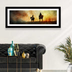 Silhouetted Horse Riders at Sunset Wall Art