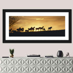 Mustang Silhouettes at Sunset Wall Art